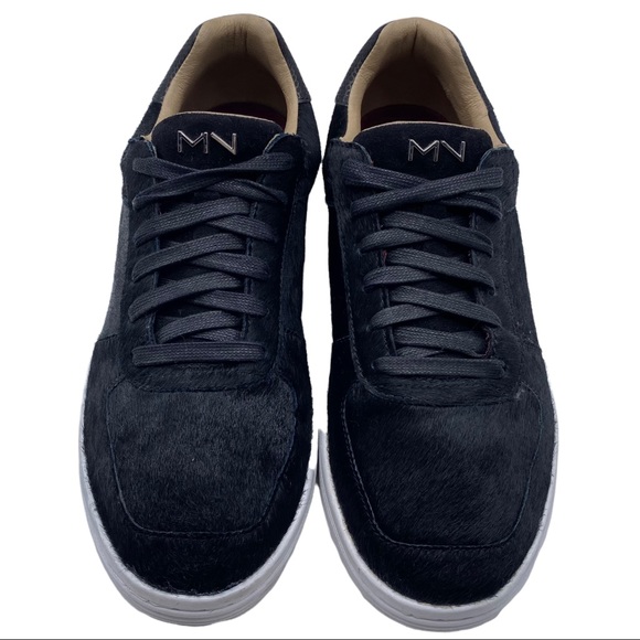 Mark Nason Black Leather & Calf Hair Lace Up Low Top Sneakers 222045 Size 9 - Picture 3 of 12